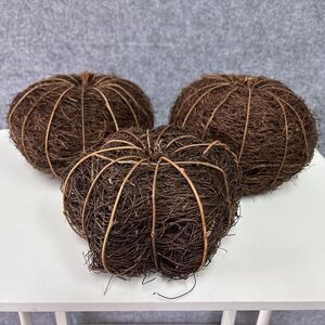Set of 3 Rustic Grapevine Pumpkins Fall Harvest Thanksgiving Farmhouse Decor